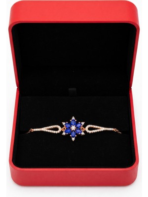 Çekirdek Jewelry 925 Ayar Gümüş Safir Taşlı Lotus Bileklik