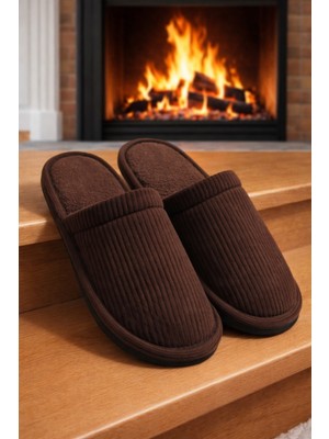 Modafrato Fitilli Düz Unisex Ev Terliği Kışlık Kadın Erkek Terlik