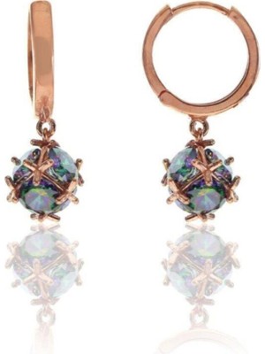 Normadia Mistik Topaz Taşlı Zarif Top Küpe, Şık ve Parlak Takı Hediye