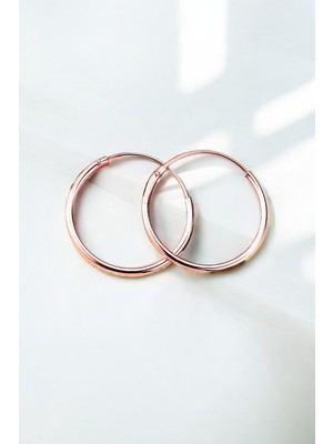 Normadia 925 Ayar Gümüş 16MM Düz Halka Rose Küpe, Şık ve Zarif Takı Design