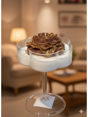 Akdeniz Home Opps Candle - Gülten Serisi: Kahverengi Şakayık Mum (Altın Varaklı)