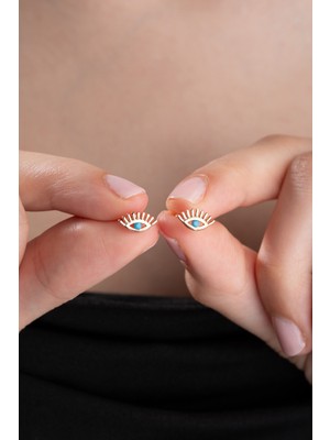 Normadia 925 Ayar Gümüş Rose Kaplama Minimal Göz Küpe, Zarif ve Şık Tasarım