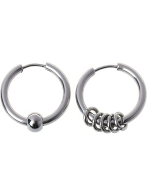 Normadia Şık Çelik Figürlü Halka Küpe Çifti, Modern Takı Aksesuarı