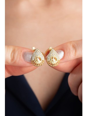 Normadia 925 Ayar Gümüş Tuğra Küpe, Şık ve Zarif Tasarım.