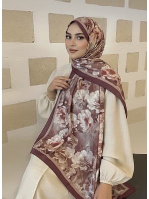 Moodşal Gül Kurusu Tozlu Pembe Katmerli Çiçekli Şal