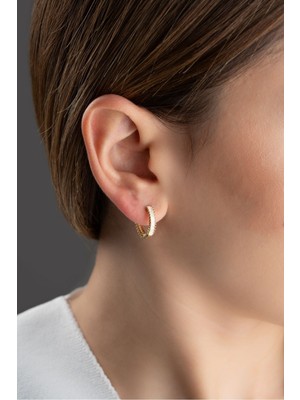 Normadia 925 Ayar Gümüş Baget Taşlı Halka Küpe, Şıklık ve Zarafet Sunar