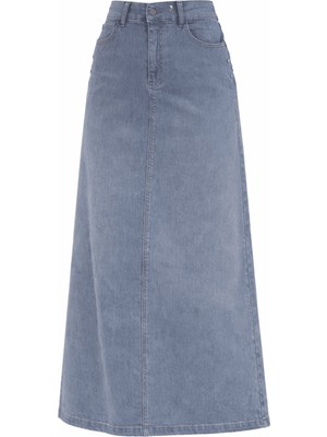 Vellichor Doğal Kumaşlı Yıldız Rivetlı Kot Etek Gri