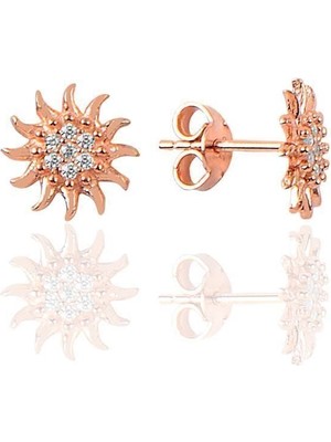 Normadia Parlak Gümüş Rose Zirkon Güneş Küpe, Şıklık ve Işıltı Için Mükemmel Seçim