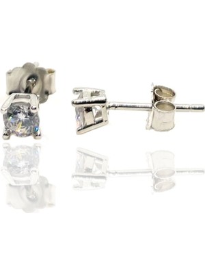 Normadia 925 Ayar Mini Tek Taş Pırlanta Kadın/kız Gümüş Küpe