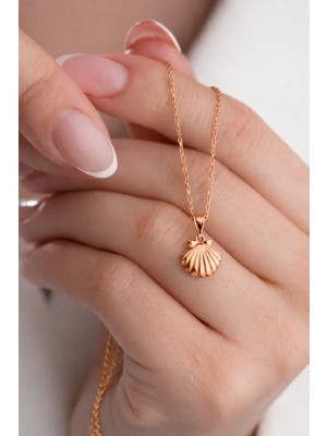 Çekirdek Jewelry 925 Ayar Gümüş Rose İstiridye Kolye