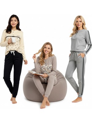 Bonbon Kadın Pamuklu 3 Adet 2'li Pijama Takımı BB2219
