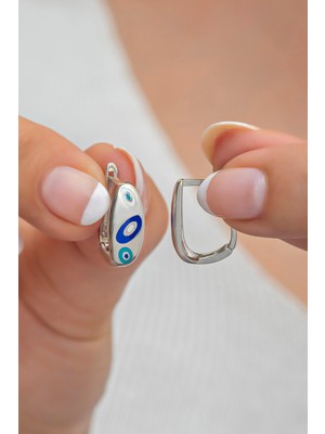 Normadia 925 Ayar Gümüş Rodyumlu Lazer Mineli Nazar Model Küpe