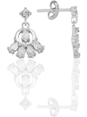 Normadia Şık Rodyum Kaplamalı Zirkon Taşlı Sallantılı Küpe SGTL12769RODA