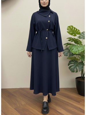 Foremia Çapraz Düğmeli Etekli Takım-Lacivert