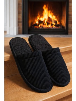 Modafrato Fitilli Düz Unisex Ev Terliği Kışlık Kadın Erkek Terlik