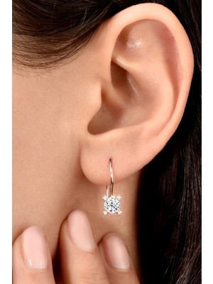 Normadia Gümüş 925 Ayar 5mm Dörtlü Yıldız Zirkon Taşlı Rose Küpe