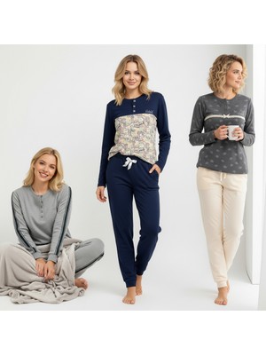 Bonbon Kadın Pamuklu 3 Adet 2'li Pijama Takımı BB2216