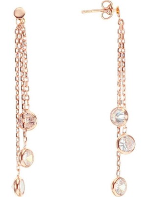 Normadia Şık Gümüş Rose Taşlı Küpe, Zarif Takı Tasarımı, Modern ve Parlak Görünüm