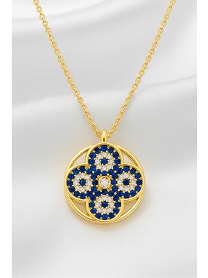 Çekirdek Jewelry 925 Ayar Gümüş Altın Kaplama Çoklu Nazar Kolye