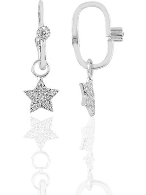 Normadia Parlak Rodyumlu Taşlı Yıldız Göçmen Küpe, Şık ve Zarif Takı