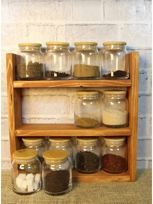 CopperWood Ahşap Baharatlık Standı Tezgah Üstü Düzenleyici Ahşap Raf Baharatlık