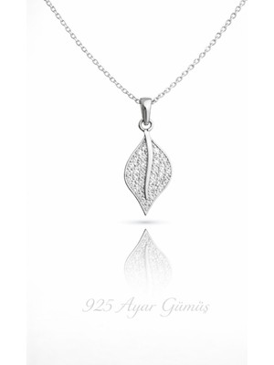 Çekirdek Jewelry 925 Ayar Gümüş Rodyum Kaplama Minik Yaprak Kolye