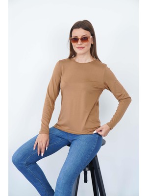 Penye Bizden Kadın Viskon Tişört -Tarçın