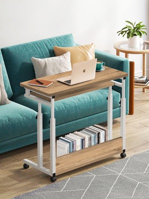 servetavcı Yükseklik Ayarlı ve Klavyelikli Çalışma Masası - Atlantik Çam Beyaz (Tekerli) 80X40 Oval Kenar