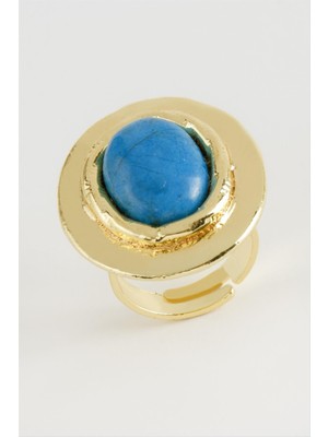 Oval Turkuaz Taşlı Yüzük