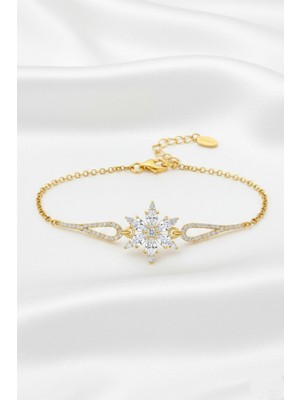 Çekirdek Jewelry 925 Ayar Gümüş Altın Kaplama Işıltılı Zirkon Taşlı Minimal Kadın