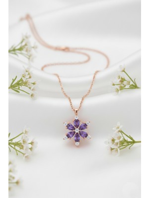 Çekirdek Jewelry 925 Ayar Gümüş Mortaşli Kamelya Çiçeği Kolye