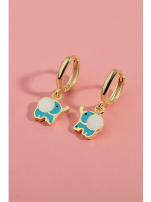 Normadia 925 Ayar Gümüş Mineli Sevimli Fil Çocuk Küpesi