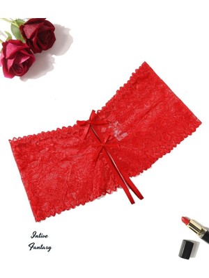 Intive Lingerie Intive Fantasy Esnek Dantelli Ağı Açık Fantezi Külot/brazilian (Kırmızı/pembe)