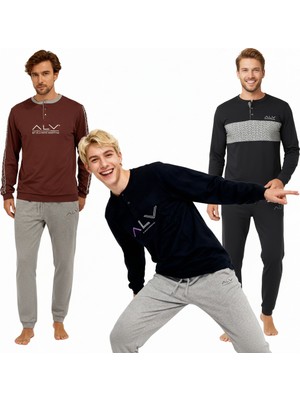 Bonbon Erkek Pamuklu Bohçalık Ve Çeyizlik 3 Adet 2'li Pijama Takımı BB2235