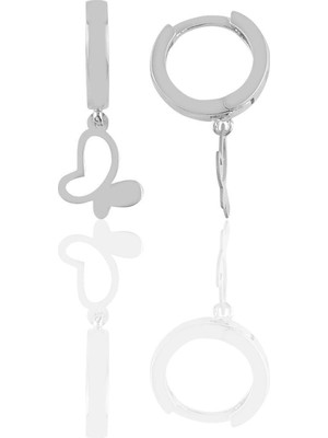 Normadia Parlak Gümüş Rose Kelebek Küpe, Zarif Takı, Şık ve Modern Tasarım