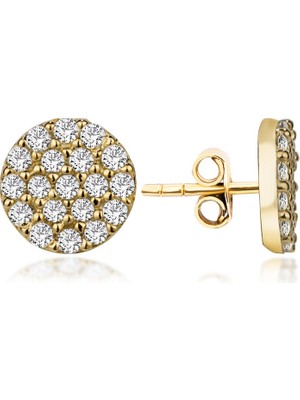 Normadia Parlak Taşlı Yuvarlak Gümüş Küpe, Şık ve Zarif Takı Tasarımı