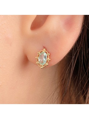 Normadia 925 Ayar Gümüş Vintage Topaz Taşlı Küpe