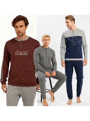 Bonbon Erkek Pamuklu Bohçalık Ve Çeyizlik 3 Adet 2'li Pijama Takımı BB2234