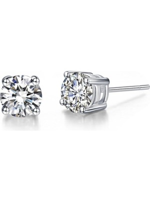 Normadia Parlak 5mm Tek Taş Gümüş Küpe, Zarif ve Şık Tasarım