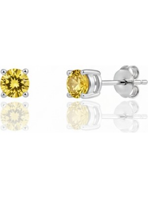 Normadia 925 Ayar Gümüş Tektaş Sitrin Taşlı Küpe, Zarif ve Şık Tasarım