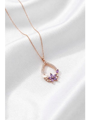 Çekirdek Jewelry 925 Ayar Gümüş Manolya Çiçekli Damla Kolye