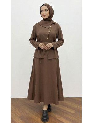 Foremia Çapraz Düğmeli Etekli Takım-Kahve