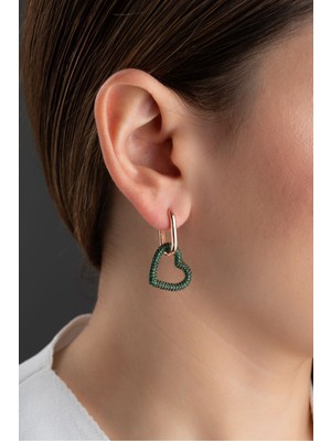 Normadia Şık 925 Ayar Gümüş Sallantılı Kalp Küpe, Zarif Takı Aksesuarı