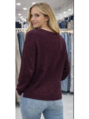 Kadın Simli Kazak V Yaka