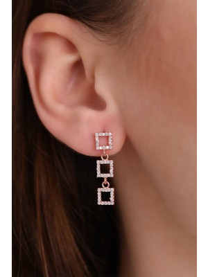 Normadia 925 Ayar Gümüş Sıralı Kare Küpe, Şık ve Zarif Tasarım