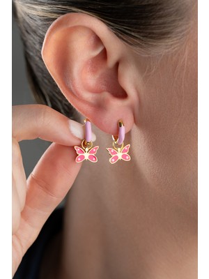 Normadia 925 Ayar Gümüş Mineli Kelebek Çocuk Küpesi, Şık ve Hafif Tasarım