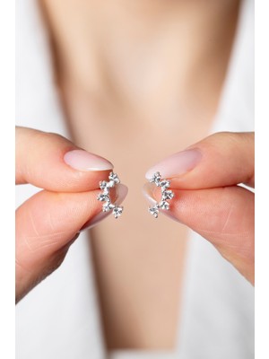 Normadia 925 Ayar Gümüş Zirkon Taşlı Baget Su Yolu Küpe