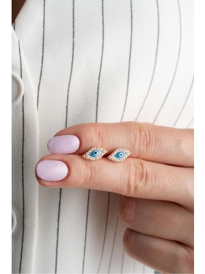 Normadia 925 Ayar Rose Göz Nazar Gümüş Küpe, Şık ve Zarif Tasarım