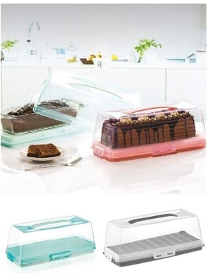 abnturk Dikdörtgen Baton Kek Fanusu Pasta Kek Saklama Kabı Kek Taşıma Kutusu Büyükboy Tazelik Koruyucu