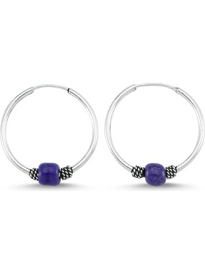 Normadia Şık Boncuklu Gümüş Halka Küpe 16 mm WSK09-16